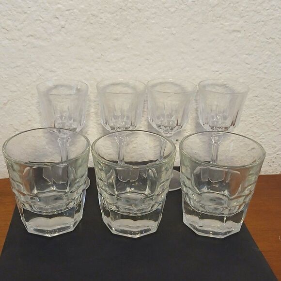 VINTAGE COCKTAIL PARTY CRYSTAL GLASS SET 6 CRYSTAL GLASSES - Picture 2 of 2
